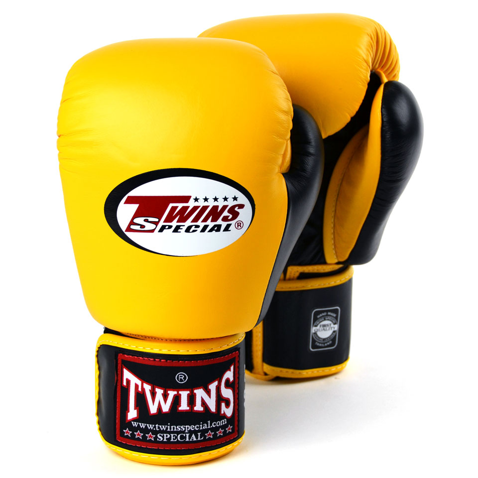Twins Special Boxing Gloves 2-Tone Yellow-Black Muay Thai BGVL-3T 
