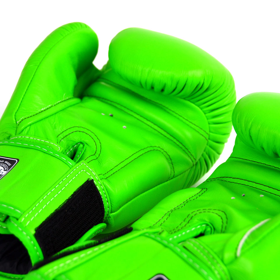 Twins Lime Green Velcro Boxing Gloves Boxing Fit Academy
