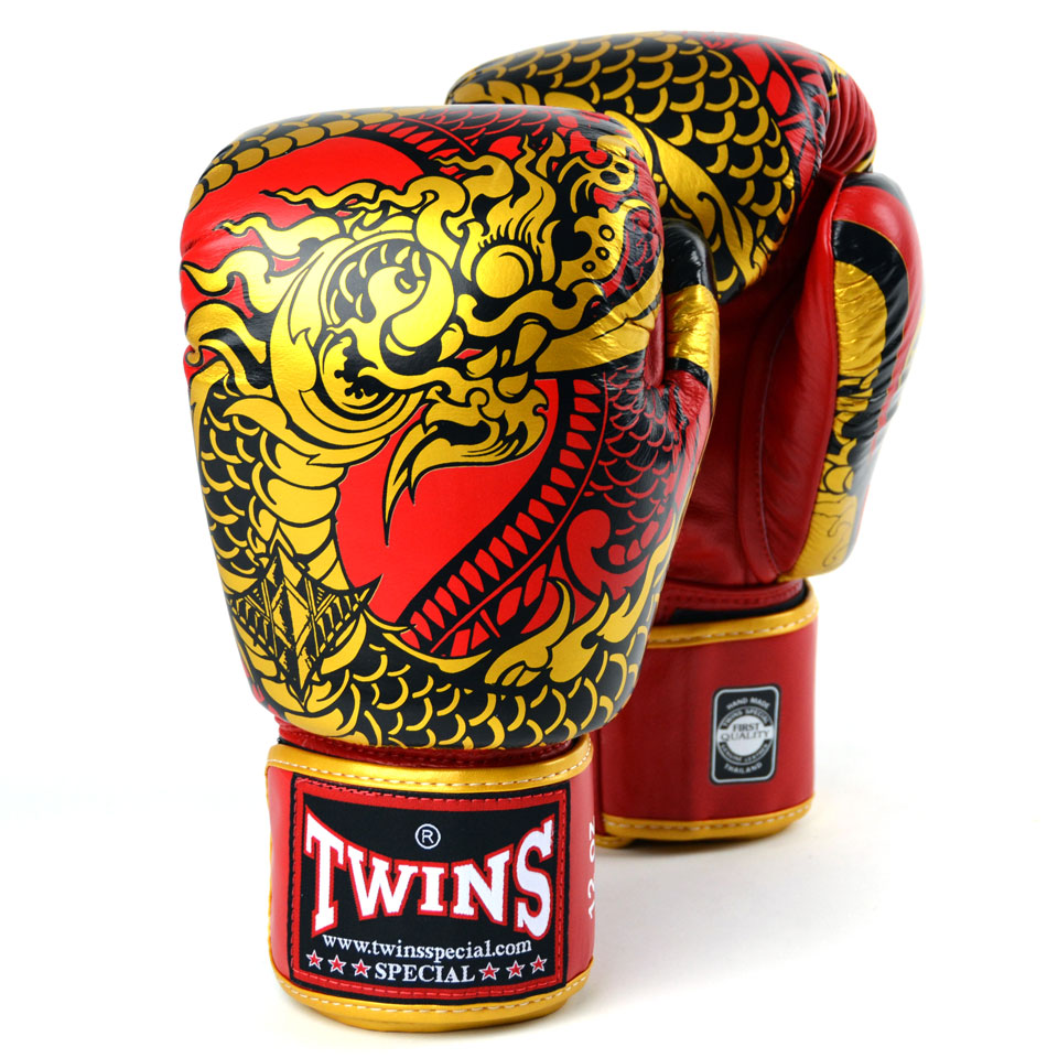 Twins Red-Gold Nagas Boxing Gloves - Boxing Fit Academy