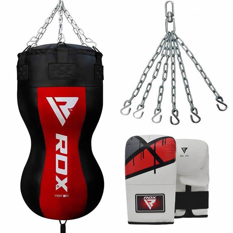 RDX Punching Bag Heavy Boxing Bag 8pc Filled 4ft 5ft Anti Swing Kickboxing  Adult Set Maya Hide Leather Punch Gloves Ceiling Hook Hanging Chains MMA  Muay Thai Workout Home Gym Fitness Training